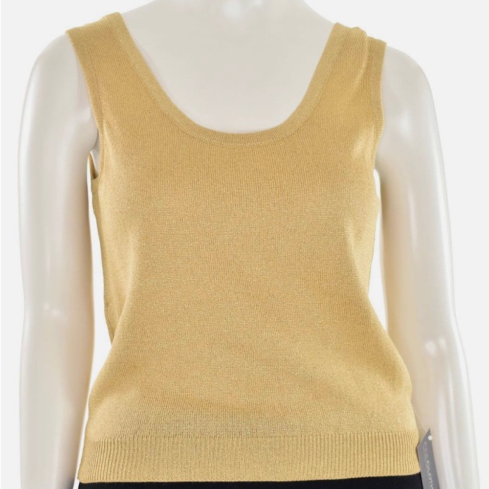 St John Basic Santana Knit Tank Blouse Top Gold Size Large
